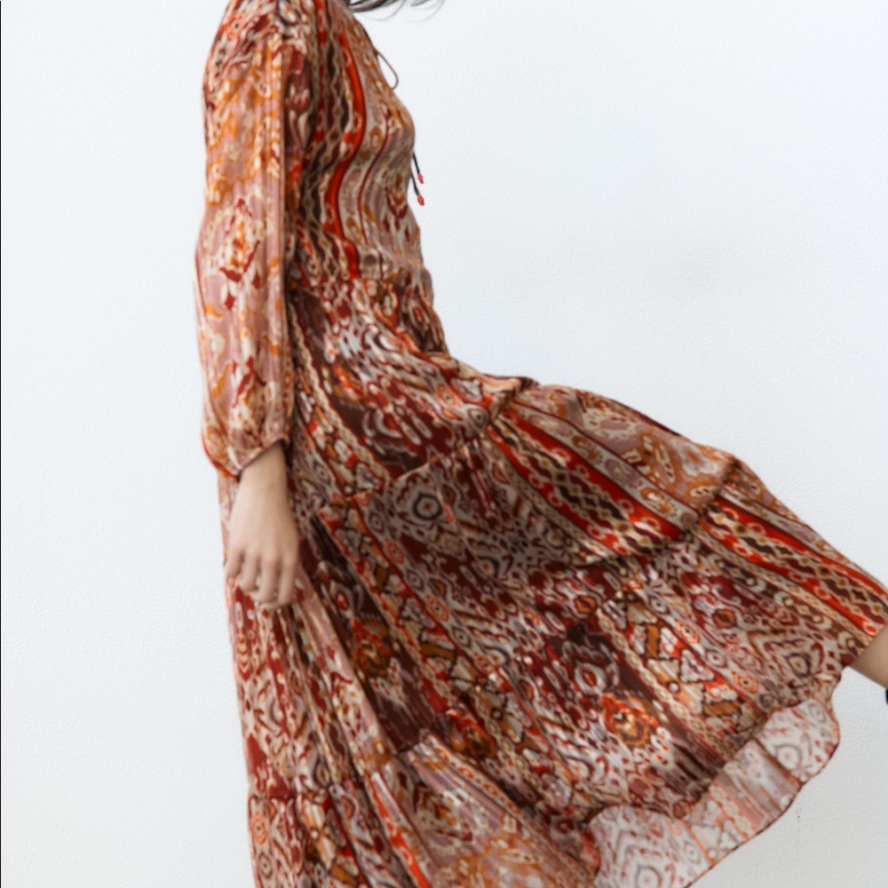 Zara Medium, Multicolor Geometric Print Dress. Go… - image 4